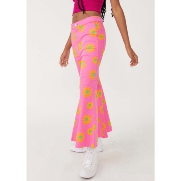 Free People Youthquake Printed Crop Jeans NWT Size 32 - Picture 4 of 6